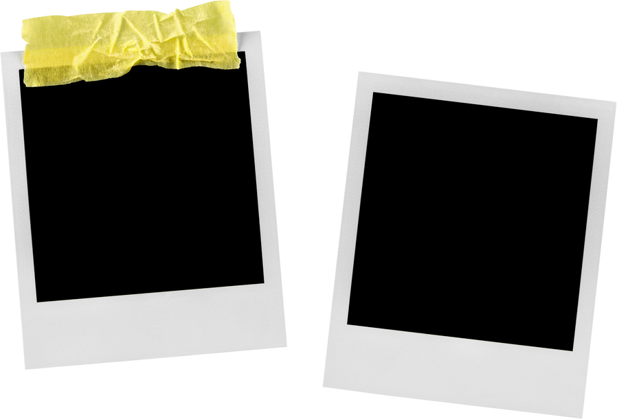 Two Blank Polaroid Frames with Adhesive Tape - Isolated